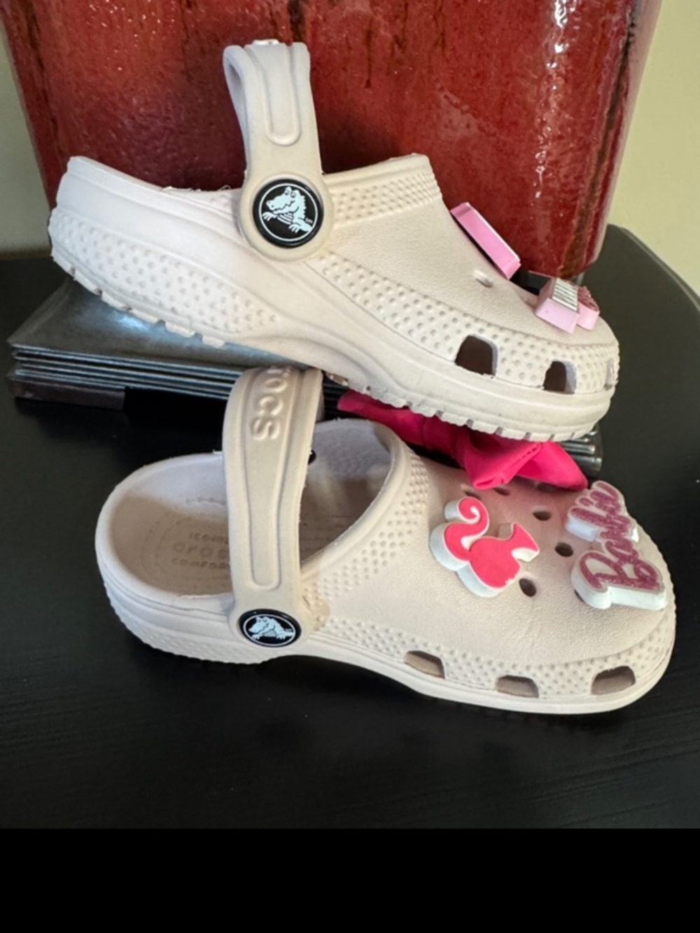 Barbie Authentic Crocs-Little Girls,Light Pink Barbie Charm Clogs - Sz 8 - Picture 5 of 11